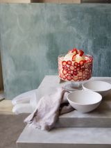 Strawberry trifle with white chocolate mousse