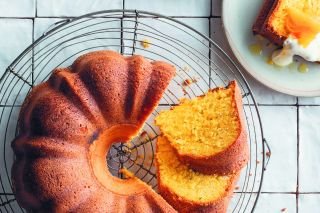 Blood orange, rosemary and olive oil cake with citrus