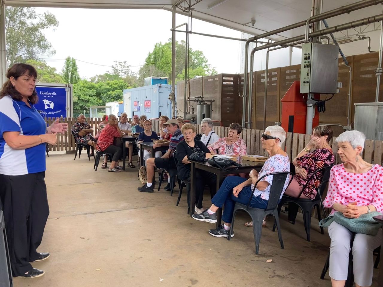 Members and guests enjoyed an informative talk during a visit to the Kenilworth Dairies during the 2021 December Christmas bus trip