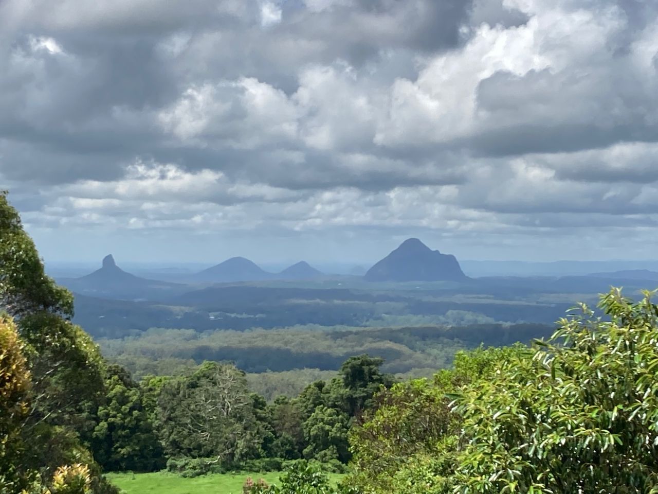 Stunning view of the Glass House Mountains during the 2021 December Christmas bus trip