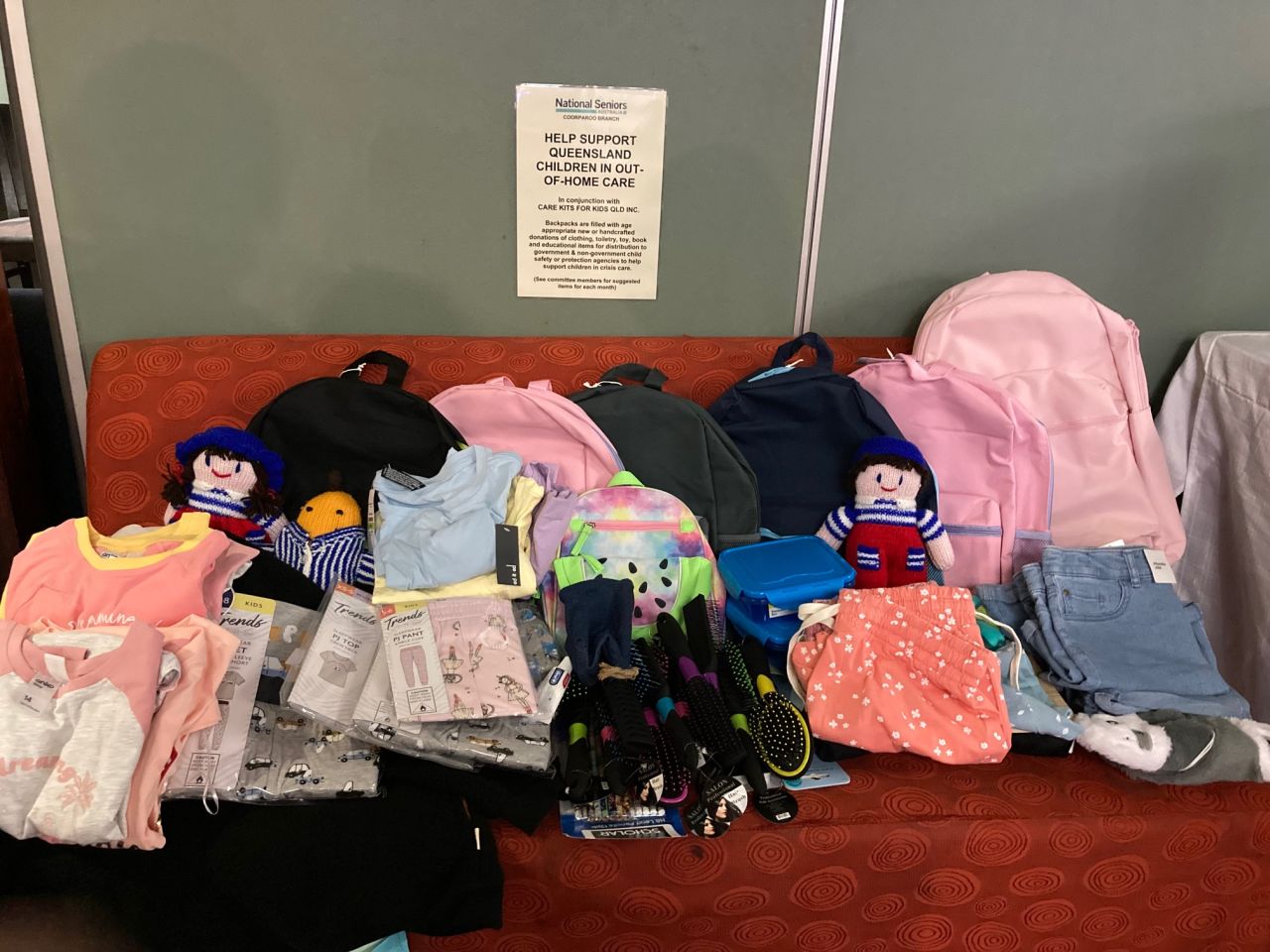 Member donations for November 2021 towards Care Kits For Kids Qld Inc