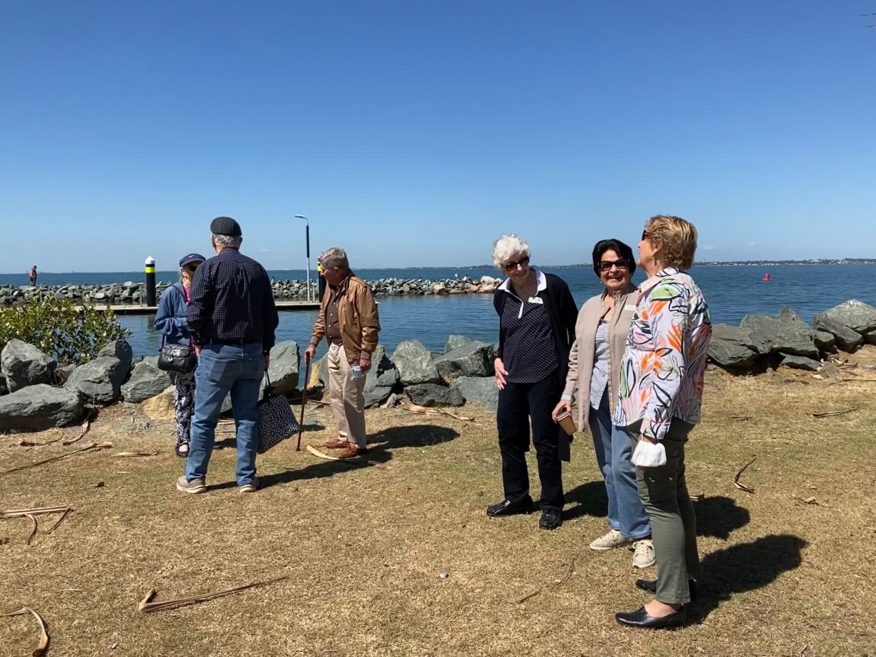 Members and guests enjoying morning tea at Clontarf during a day outing in Sept 2021