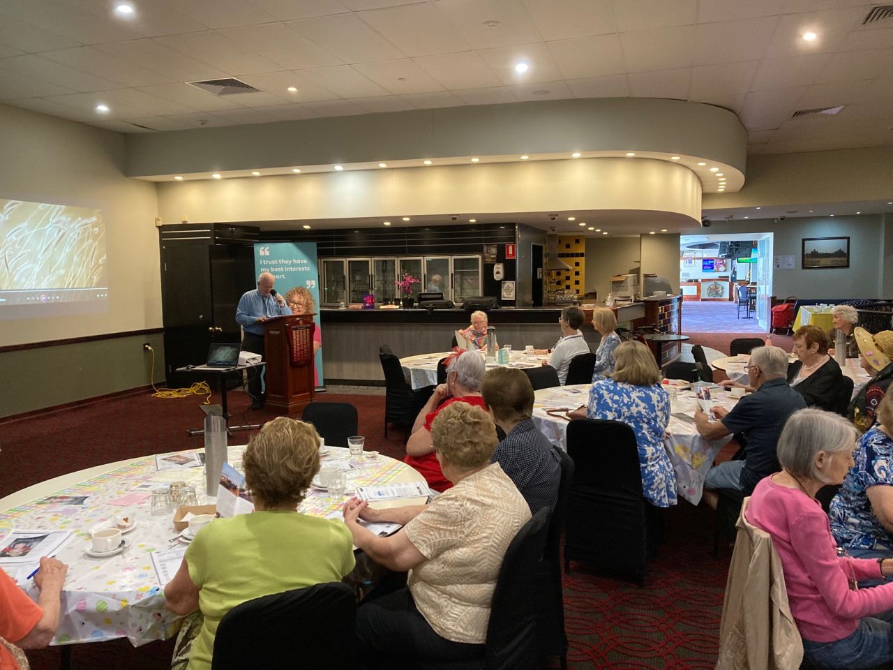 Barry Collis from Angel Flight - guest speaker at April 2022 Coorparoo Branch meeting