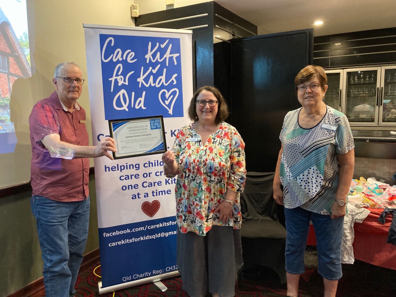 Stephanie Hinrichs and Julie French, Care Kits For Kids Qld Inc - guest speakers at February 2022 Coorparoo Branch meeting