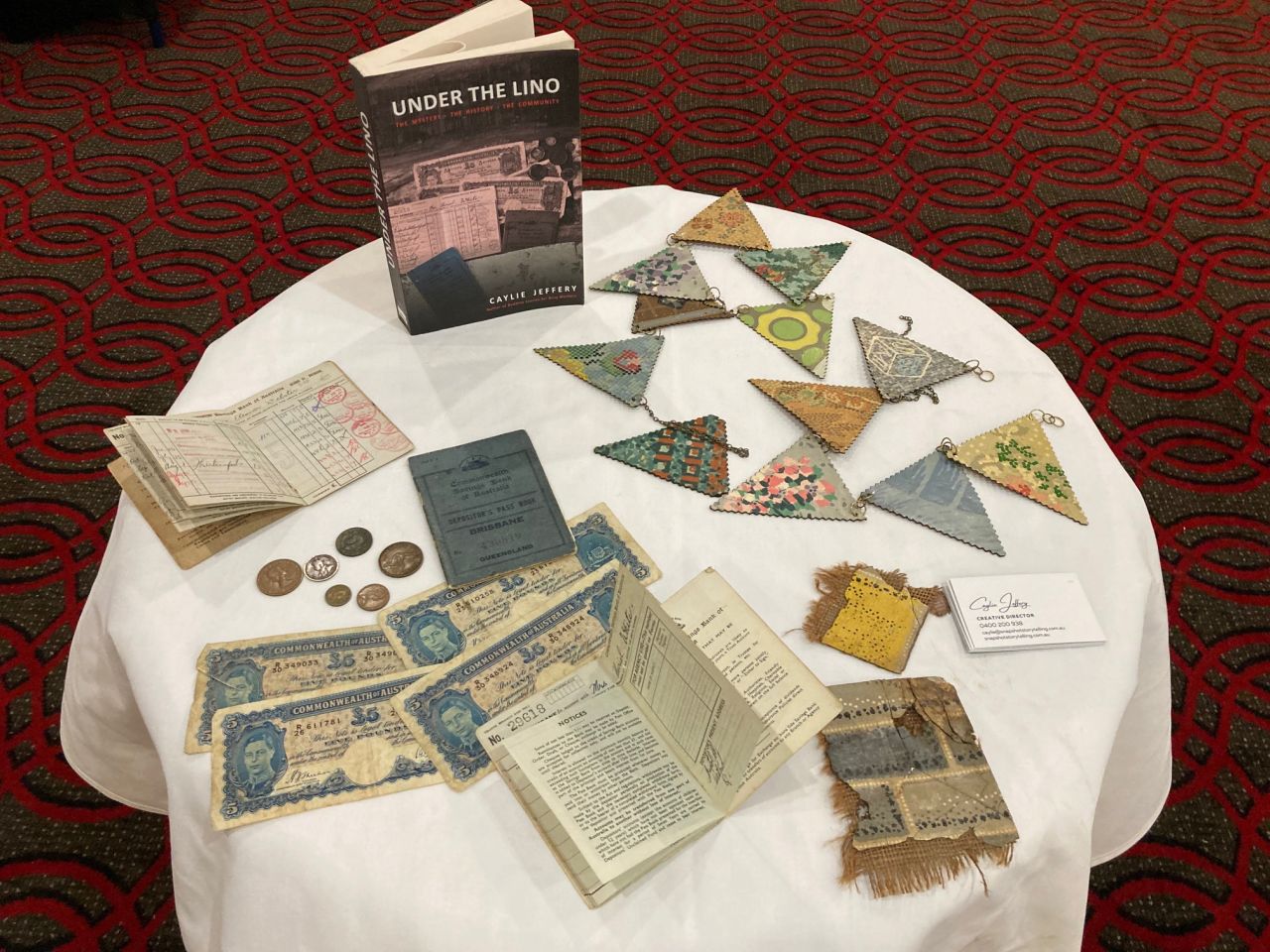 May 2022 items found under the lino of her Milton house which sparked Caylie Jeffery to research and write the book "Under The Lino"
