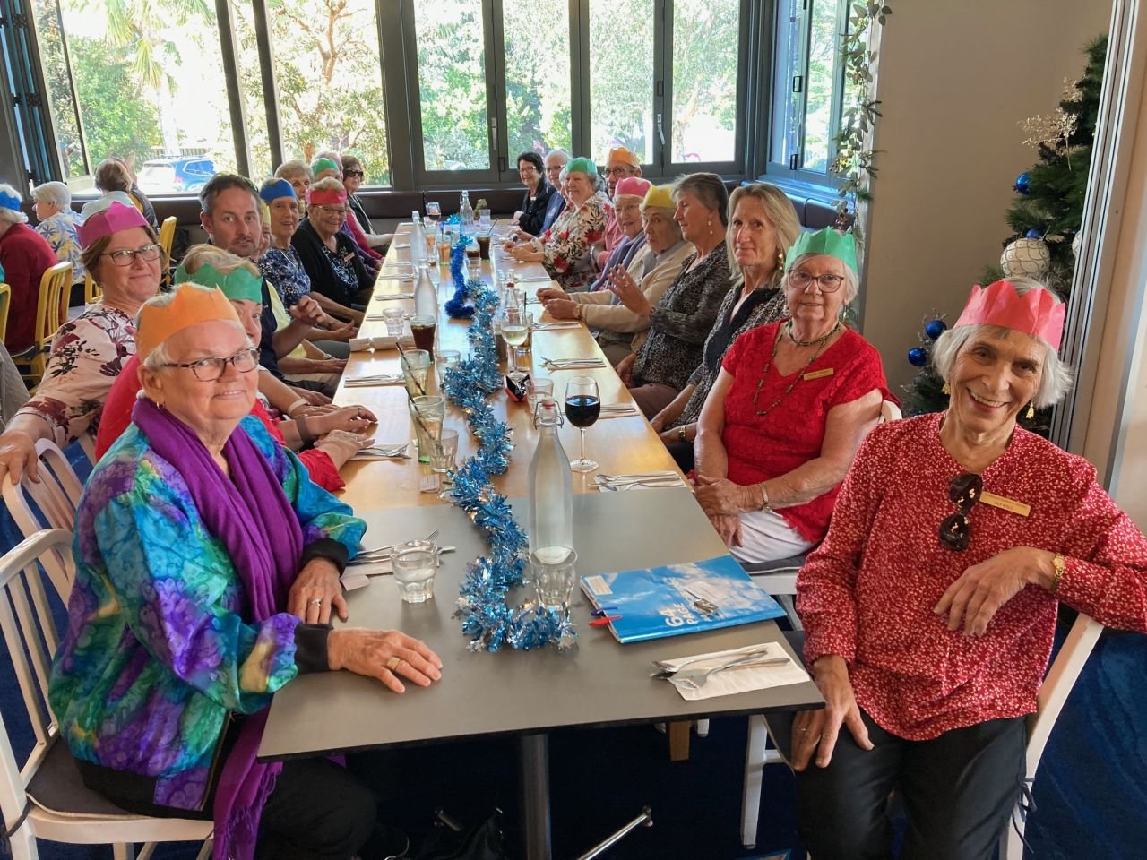 Members enjoying "Christmas in July" lunch at Coolum Hotel during July 2023 bus trip