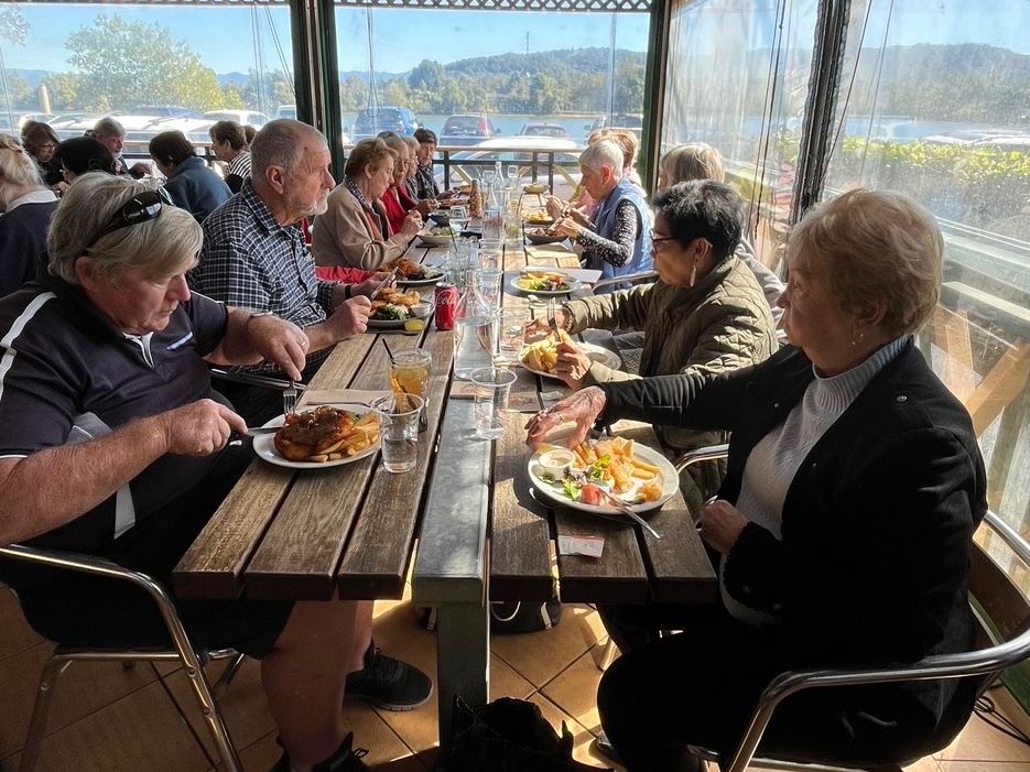 Members and guests enjoyed lunch at the Tumbulgum Hotel during the July day-bus trip