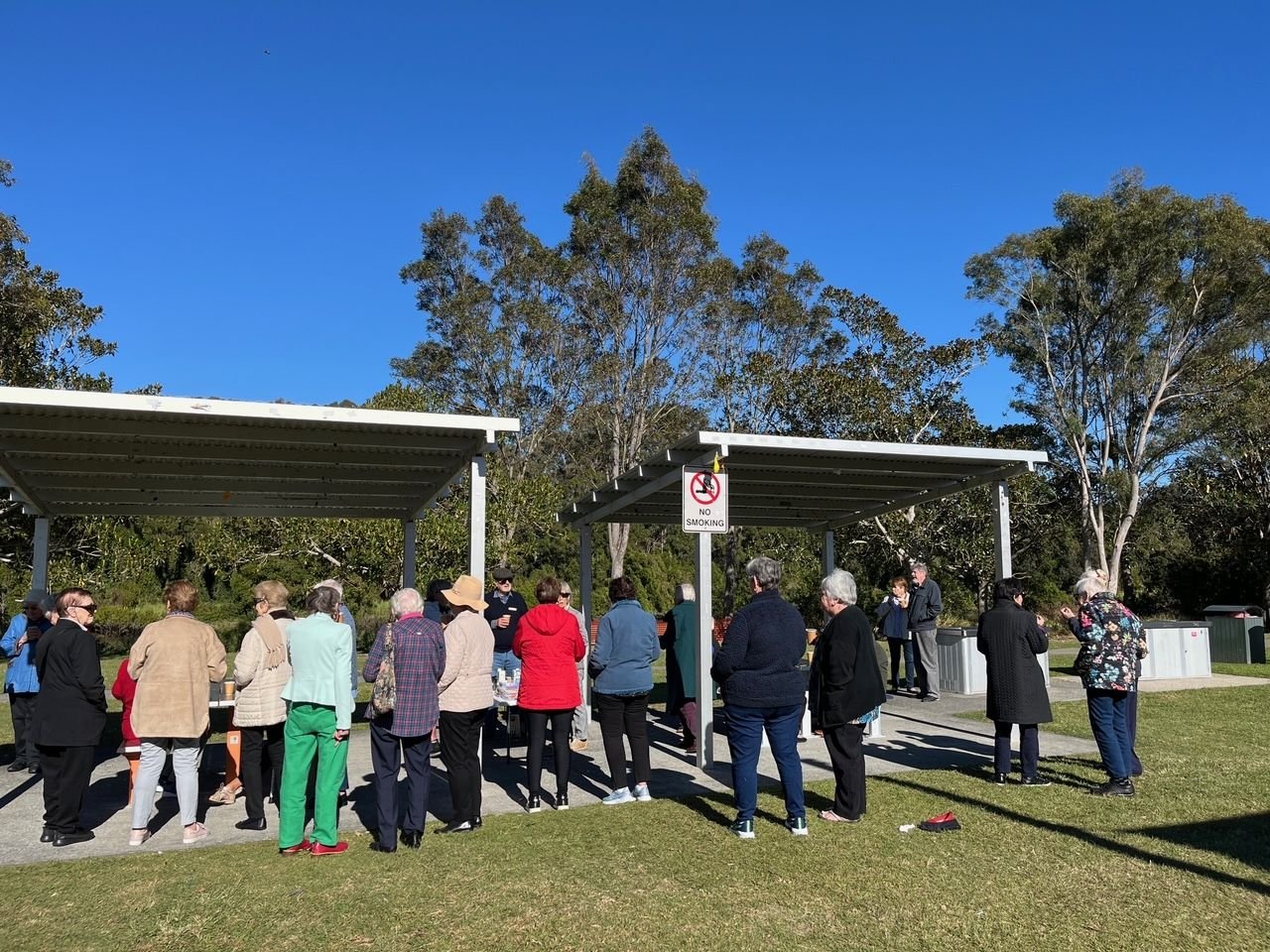 Members and guests enjoyed morning tea at the Logan River Reserve during the July day-bus trip