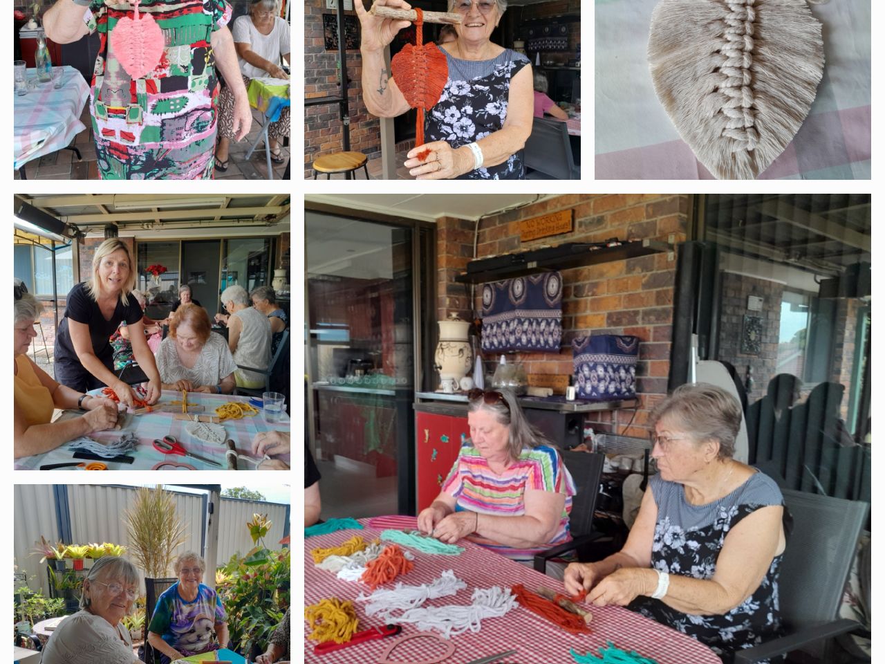 Macrame Lesson at Garden Club meeting