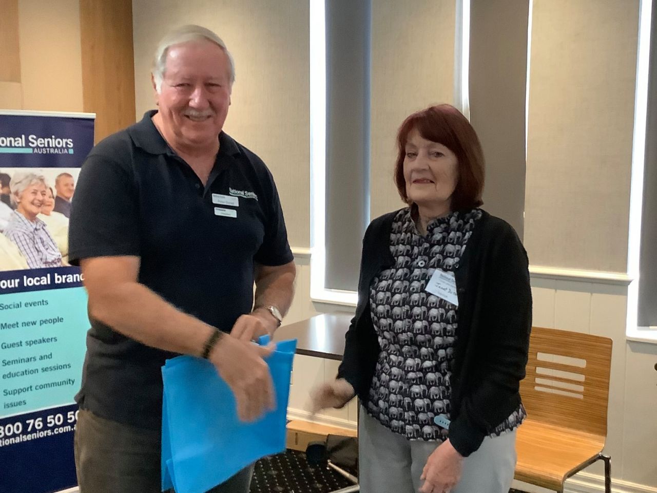 Welcoming a new member at September 2021 Branch meeting
