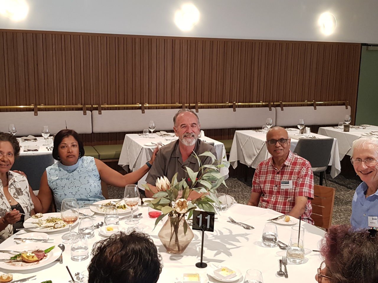 Some Perth Branch Members at the Saltbush Restaurant: Carmen, Pauline, Thomas, Adolph and Mal Hordern from Western Suburbs