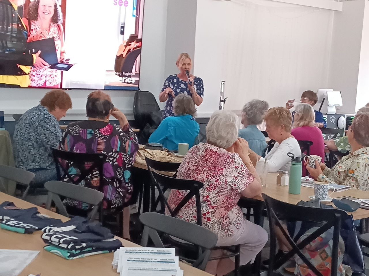 Thanks so much to Childers Artspace Gallery Director, Rebecca McDuff and Childers Library Co-ordinator Kim Green for their entertaining and informative session at the Branch's October catch up today.

Attendees were surprised to discover just how much hap