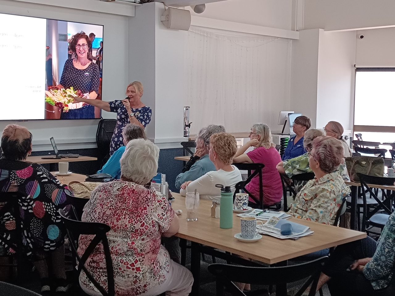 Thanks so much to Childers Artspace Gallery Director, Rebecca McDuff and Childers Library Co-ordinator Kim Green for their entertaining and informative session at the Branch's October catch up today.

Attendees were surprised to discover just how much hap