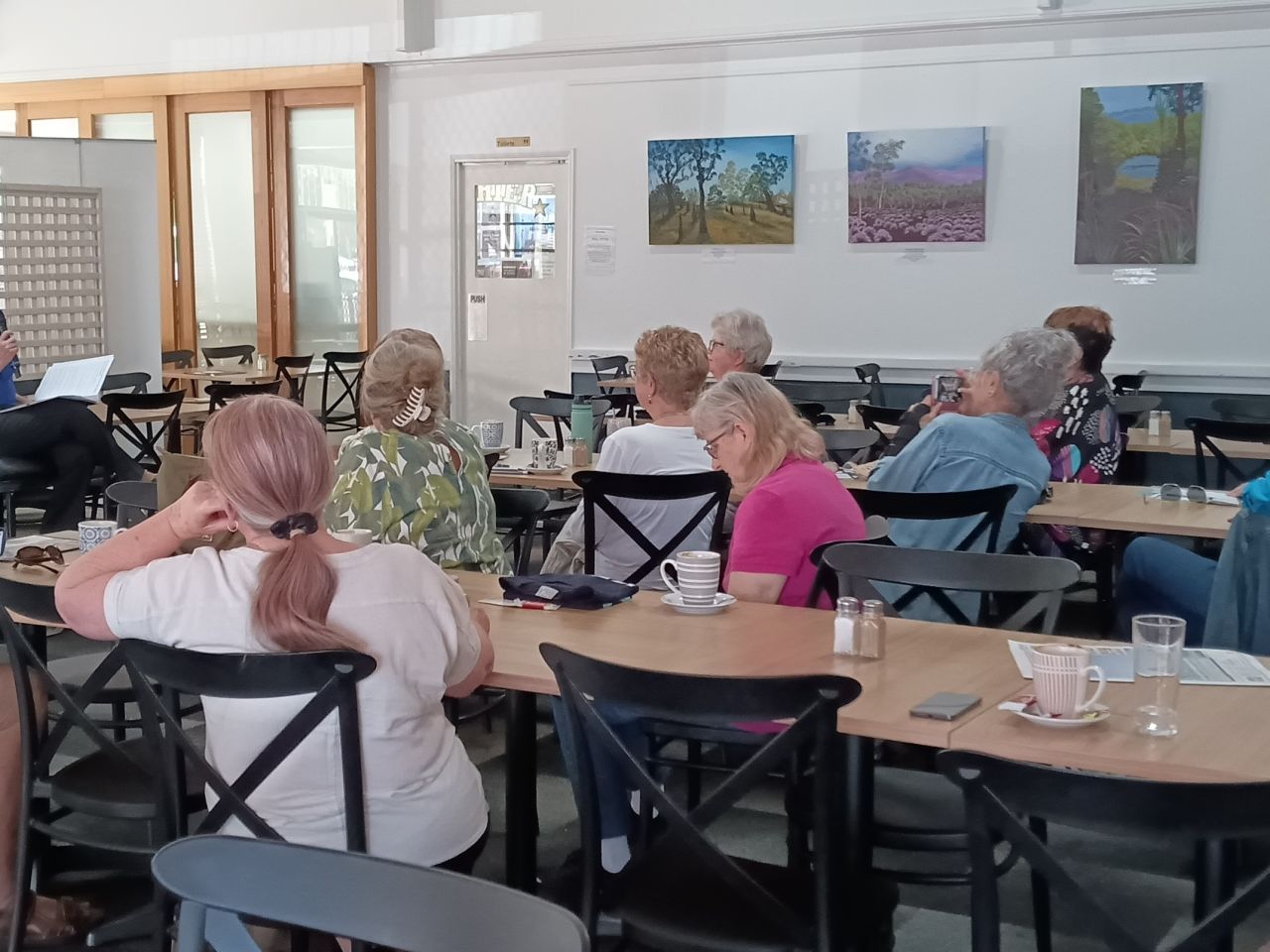 Thanks so much to Childers Artspace Gallery Director, Rebecca McDuff and Childers Library Co-ordinator Kim Green for their entertaining and informative session at the Branch's October catch up today.

Attendees were surprised to discover just how much hap