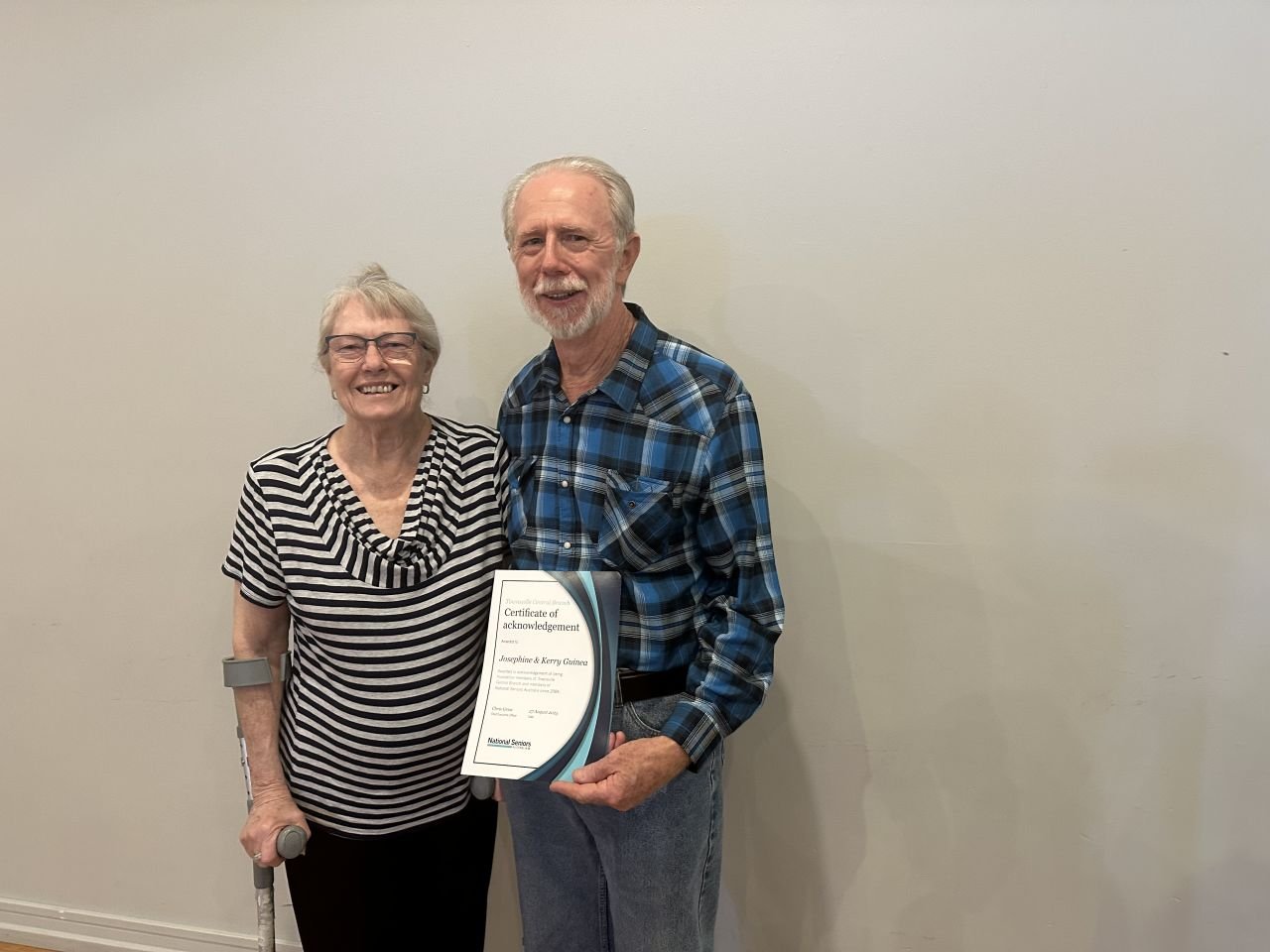 Josephine & Kerry received their Certificate of Acknowledgement, members since 2004.