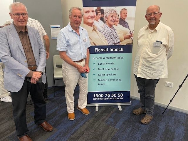 From Left to Right. Joseph Lieberfreund, Organiser of the Quintet Con Brio Concert, with Terry Middleton, President, Perth Western Suburbs Branch and Terry Flanagan, President of Perth Branch