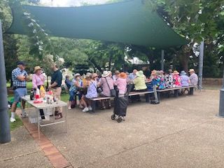 This food is delicious!

Enjoying our Gourmet BBQ Brunch in New Farm Park, January 2025.

Thank you to our gourmet chefs, Pat & Margaret.