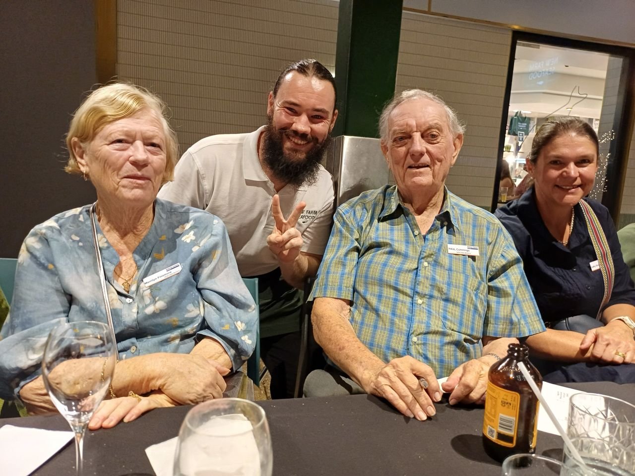 April 2025. Dinner at the Village Seafood Restaurant. 
Thank you for looking after us so well, Aiden!