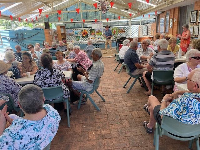 Part of the 60 plus members of the Kalamunda and Perth Branches who braved a hot day for a sausage and sizzle outing at the Romancing the Stone Garden