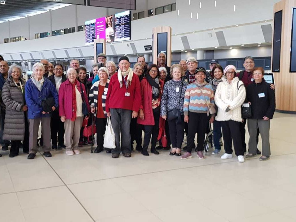 President Terry Flanagan with a Group of 35 Members and Guests at a recent outing on the Rail to Airport Central and to Terminal 1