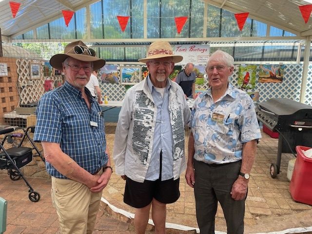 From left: Richard Arnold, President, Kalamunda Branch, Terry Flanagan, President, Perth Branch with Tom Hoggs, Owner of Romancing the Stone Garden in Maida Vale