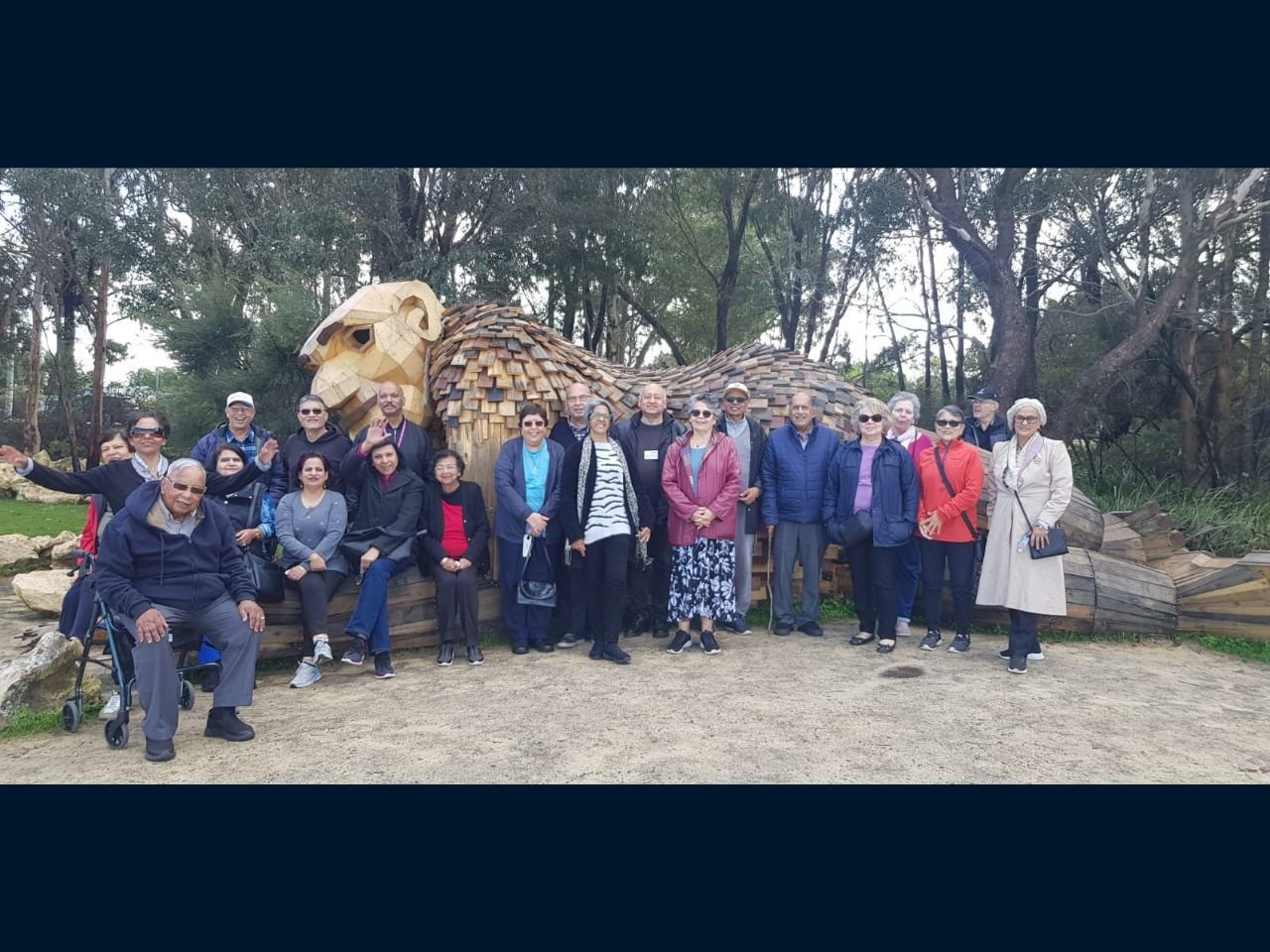 Perth Branch Members posing in front of Yaguburt Cirkelstone at Coodanup in August 2023