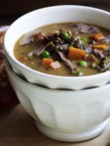 Lamb shank, vegetable, and lentil soup
